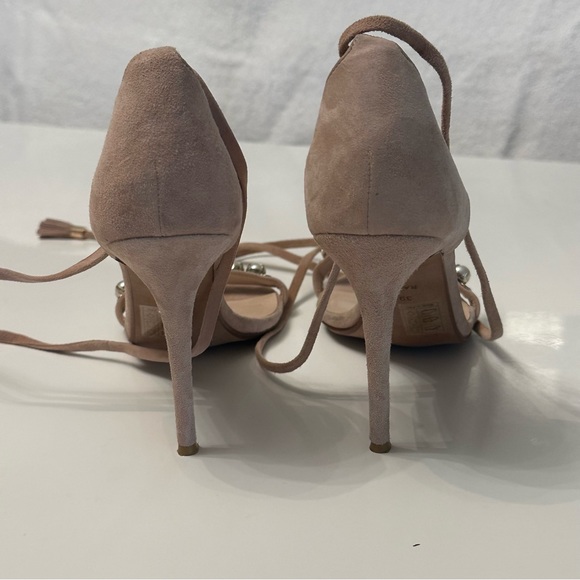 RAYE Bennie Pearl Suede Sandals Heel in tan - Picture 8 of 9